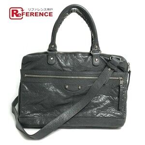 BALENCIAGA Shoulder Bag Crossbody Briefcase Business Leather Gray